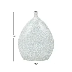 New Kirklands Home Light Blue Mother of Pearl Floral Floor Vase
