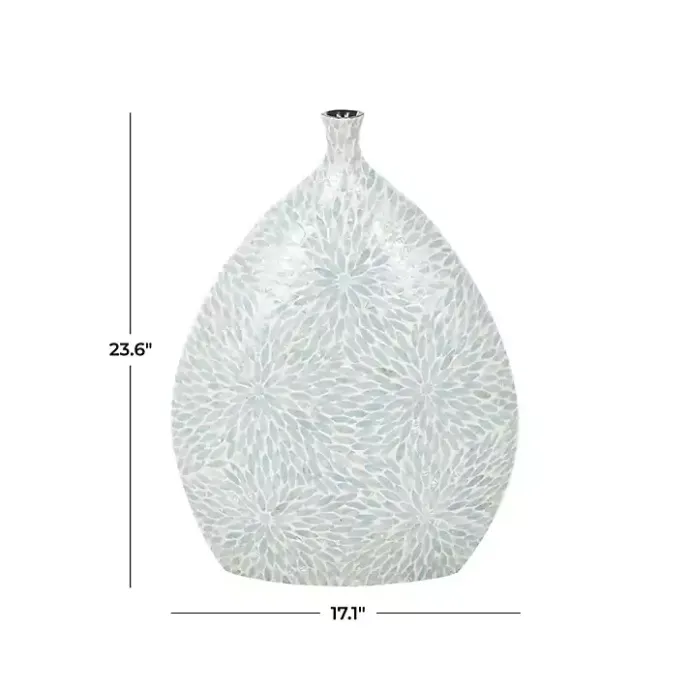 New Kirklands Home Light Blue Mother of Pearl Floral Floor Vase