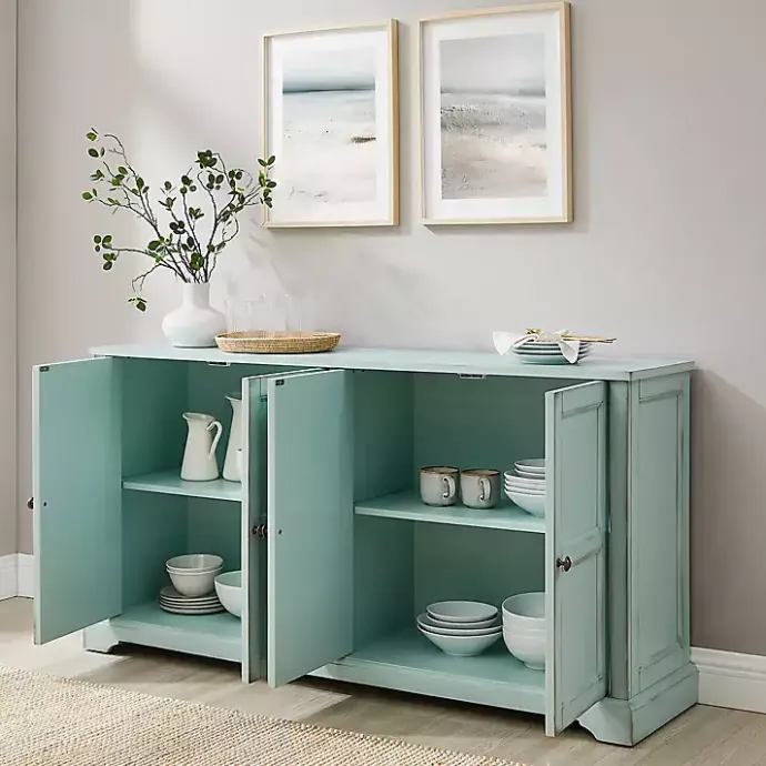 Discount Kirklands Home Light Paneled 4-Door Sideboard Blue