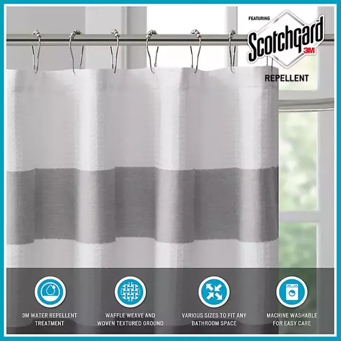 Hot Kirklands Home Light Blue Striped Waffle Shower Curtain