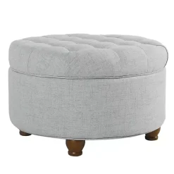 Best Kirklands Home Light Tufted Round Storage Ottoman Blue
