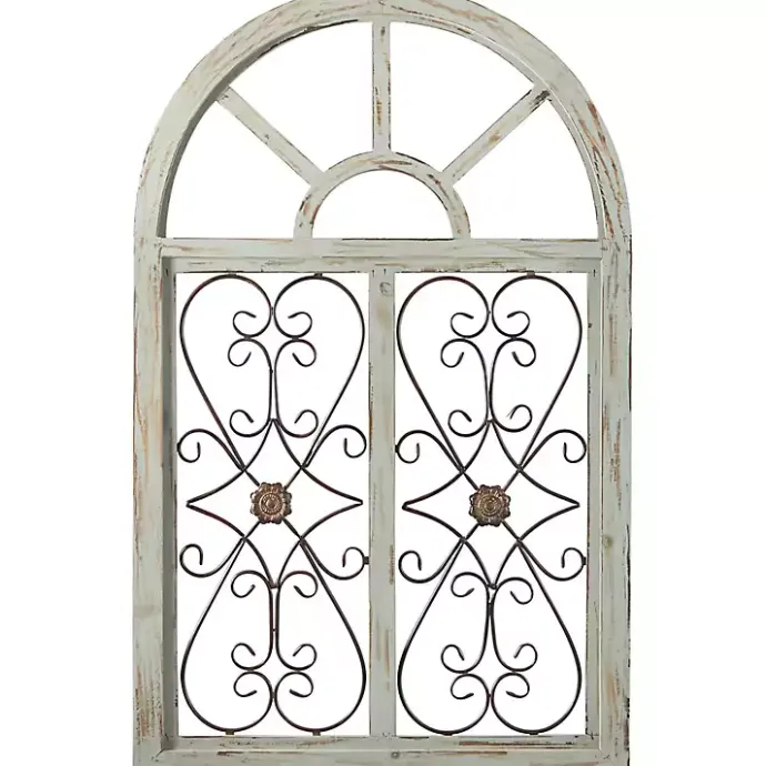 Sale Kirklands Home Light Blue Wood Arched Window Wall Plaque