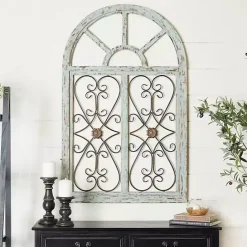 Sale Kirklands Home Light Blue Wood Arched Window Wall Plaque