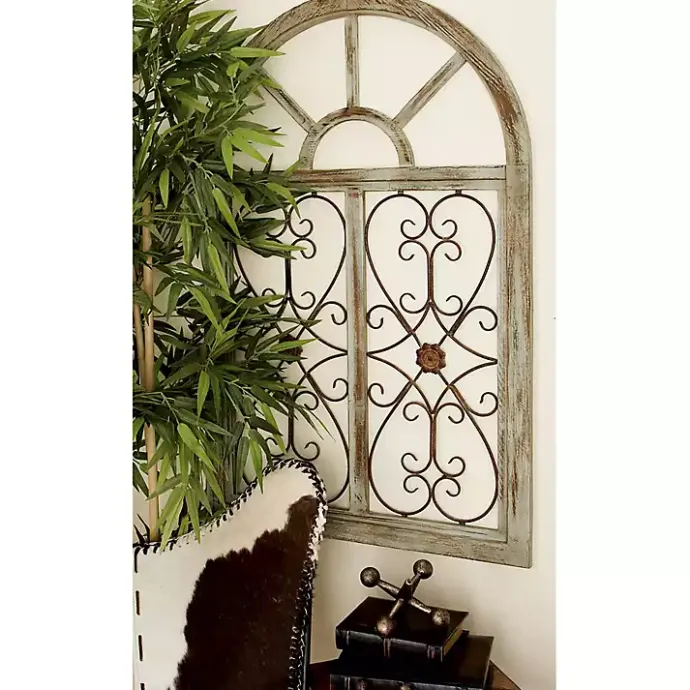 Sale Kirklands Home Light Blue Wood Arched Window Wall Plaque