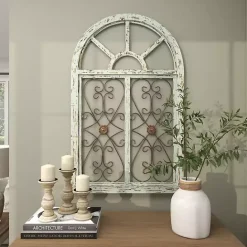 Sale Kirklands Home Light Blue Wood Arched Window Wall Plaque