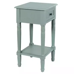 Sale Kirklands Home Light Wood Square Hampton Accent Table Blue