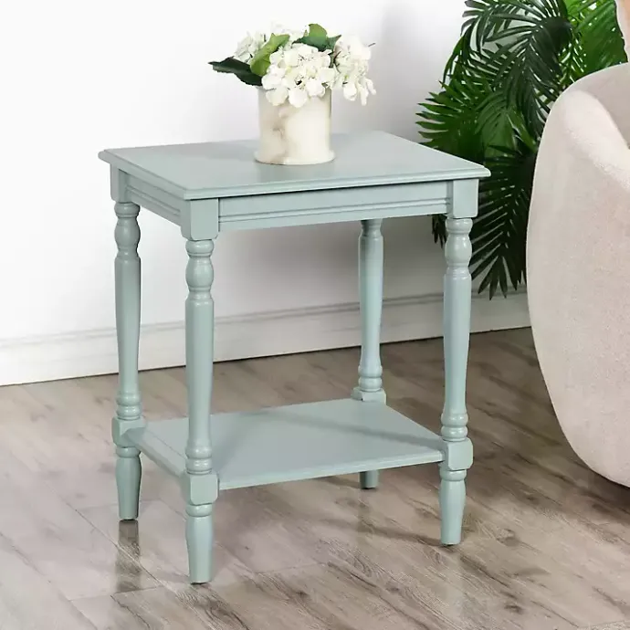 Discount Kirklands Home Light Wood Sybil Accent Table Blue