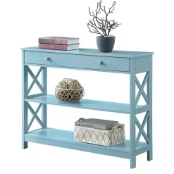 Sale Kirklands Home Light X-Frame 2-Shelf Console Table Blue