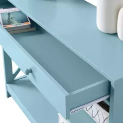 Sale Kirklands Home Light X-Frame 2-Shelf Console Table Blue