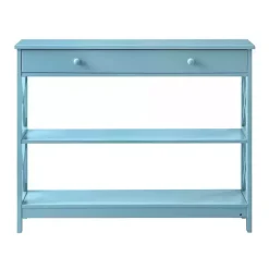 Sale Kirklands Home Light X-Frame 2-Shelf Console Table Blue