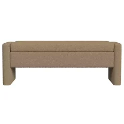 New Kirklands Home Light Boucle Modern Storage Bench Brown