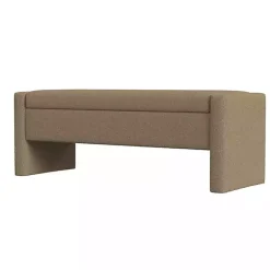 New Kirklands Home Light Boucle Modern Storage Bench Brown