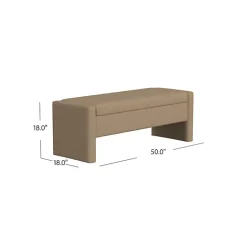 New Kirklands Home Light Boucle Modern Storage Bench Brown