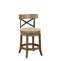 Sale Kirklands Home Light Wood and Seagrass Swivel Counter Stool Brown