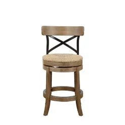 Sale Kirklands Home Light Wood and Seagrass Swivel Counter Stool Brown