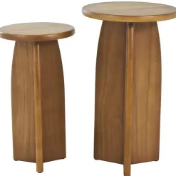 Hot Kirklands Home Light Wood Modern Accent Tables, Set of 2 Brown