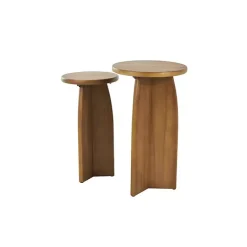 Hot Kirklands Home Light Wood Modern Accent Tables, Set of 2 Brown