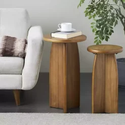 Hot Kirklands Home Light Wood Modern Accent Tables, Set of 2 Brown