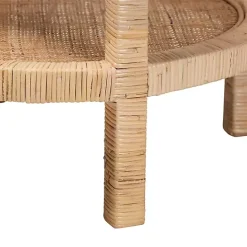 New Kirklands Home Light Brown Woven Rat Accent Table Tan