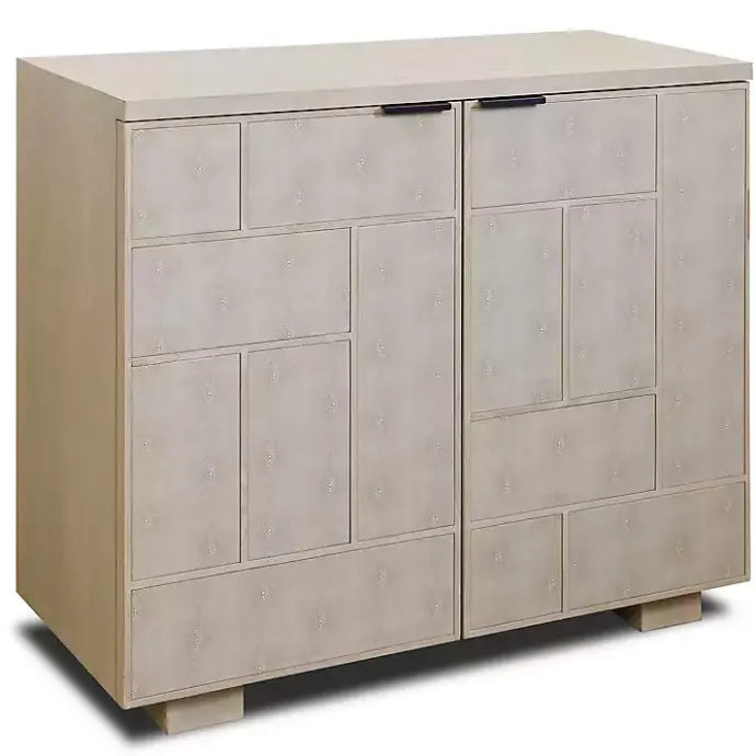 Best Kirklands Home Light Cream Shagreen Tiled Cabinet Ivory