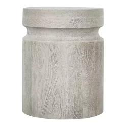 Online Kirklands Home Light Cream Wood Cylinder Accent Table White