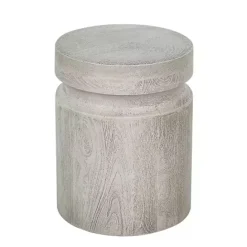 Online Kirklands Home Light Cream Wood Cylinder Accent Table White