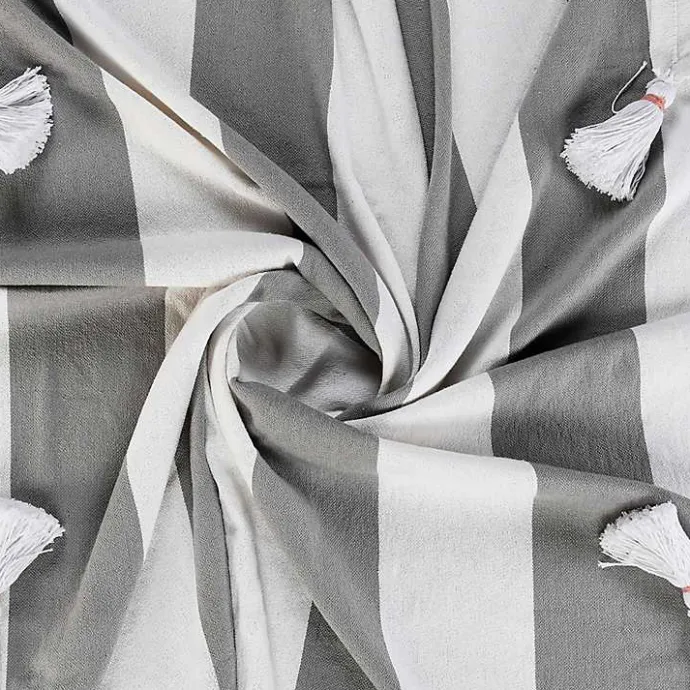 Sale Kirklands Home Light Gray Cabana Stripe Tassel Throw