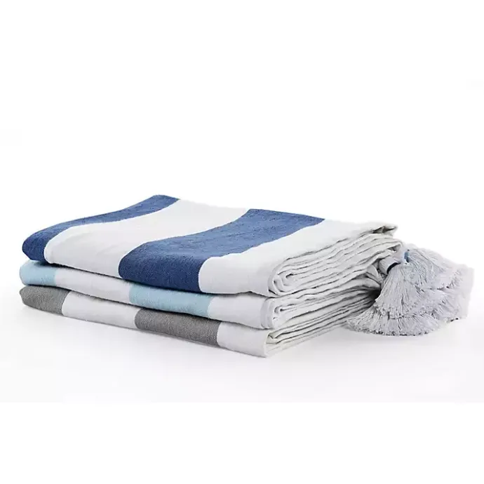 Sale Kirklands Home Light Gray Cabana Stripe Tassel Throw