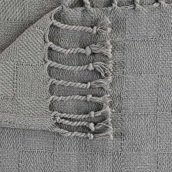 Best Kirklands Home Light Checkered Weave Fringe Throw Gray