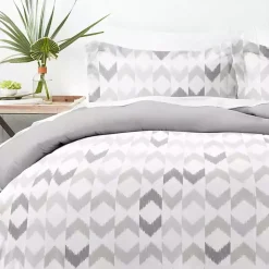 Kirklands Home Light Gray Chevron 3-Pc. Queen Duvet Cover Set