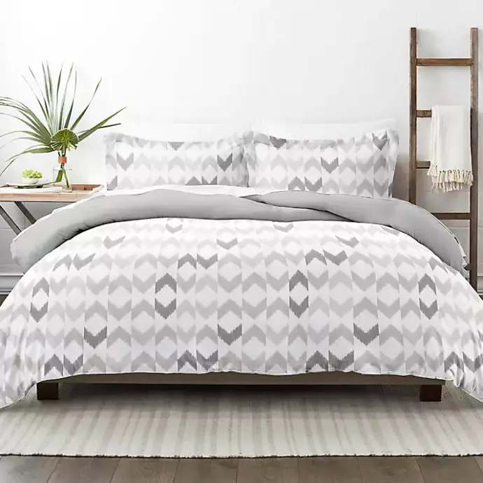 Kirklands Home Light Gray Chevron 3-Pc. Queen Duvet Cover Set