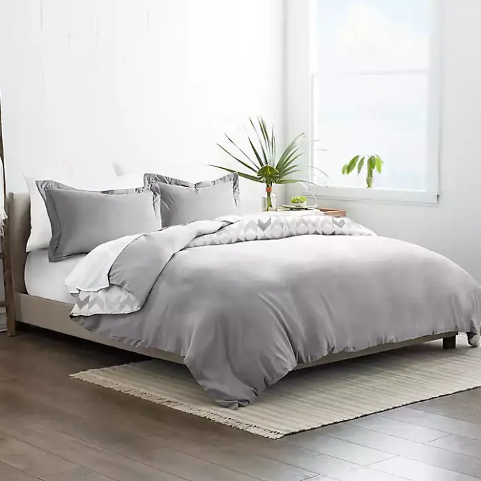 Kirklands Home Light Gray Chevron 3-Pc. Queen Duvet Cover Set