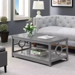Best Kirklands Home Light Circle Cut-Out Sides Coffee Table Gray