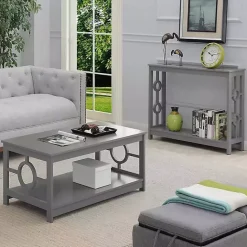 Best Kirklands Home Light Circle Cut-Out Sides Coffee Table Gray