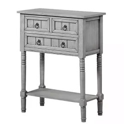 Outlet Kirklands Home Light 3-Drawer Turned Legs Accent Table Gray