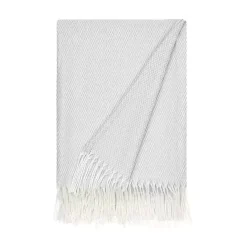 Sale Kirklands Home Light Herringbone Throw with Fringe Gray