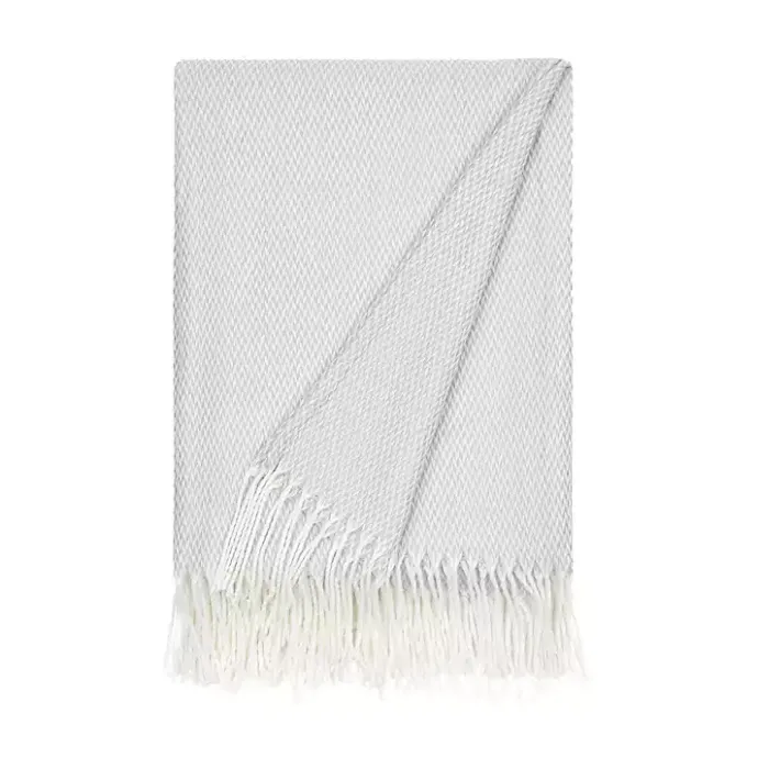 Sale Kirklands Home Light Herringbone Throw with Fringe Gray