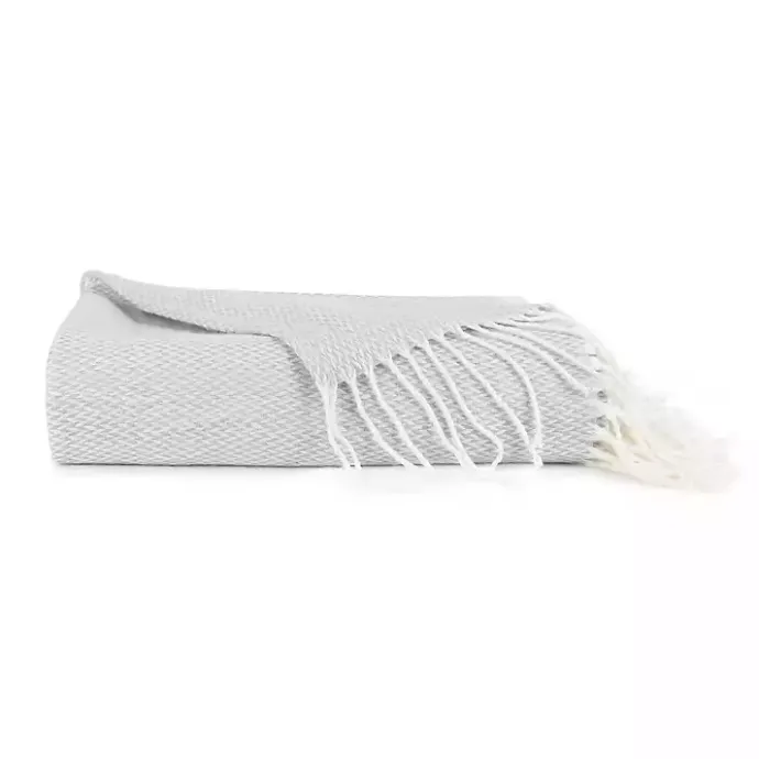 Sale Kirklands Home Light Herringbone Throw with Fringe Gray