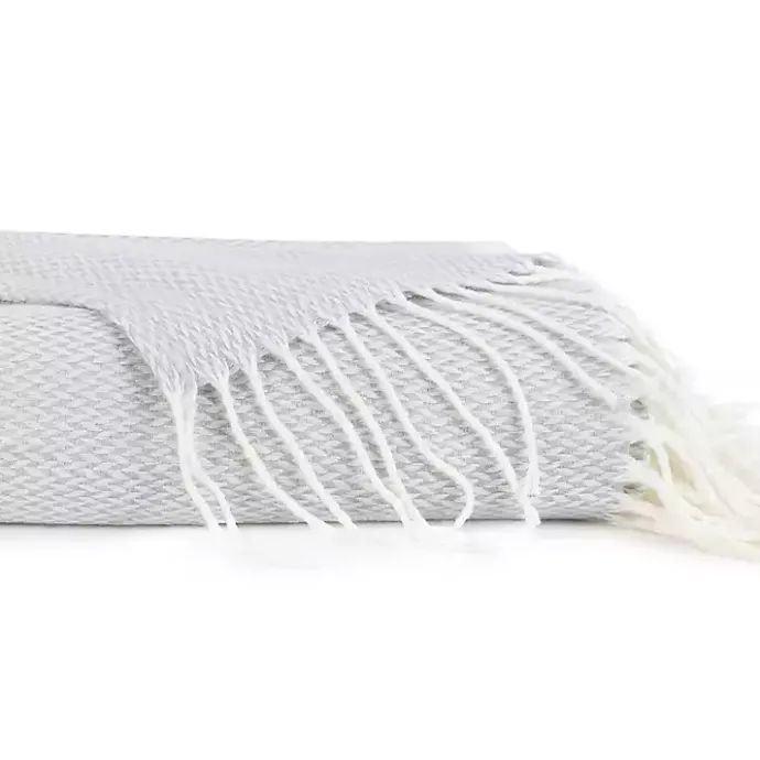 Sale Kirklands Home Light Herringbone Throw with Fringe Gray