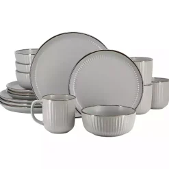 Outlet Kirklands Home Light Leo Stoneware 16-pc. Dinnerware Set Gray