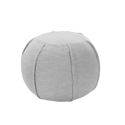 Kirklands Home Light Patchwork Cotton Pouf Gray