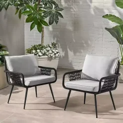 Outlet Kirklands Home Light Gray Rope Frame 2-pc. Outdoor Arm Chair Set