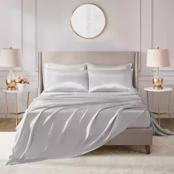 Online Kirklands Home Light Satin 6-pc. Queen Sheet Set Gray
