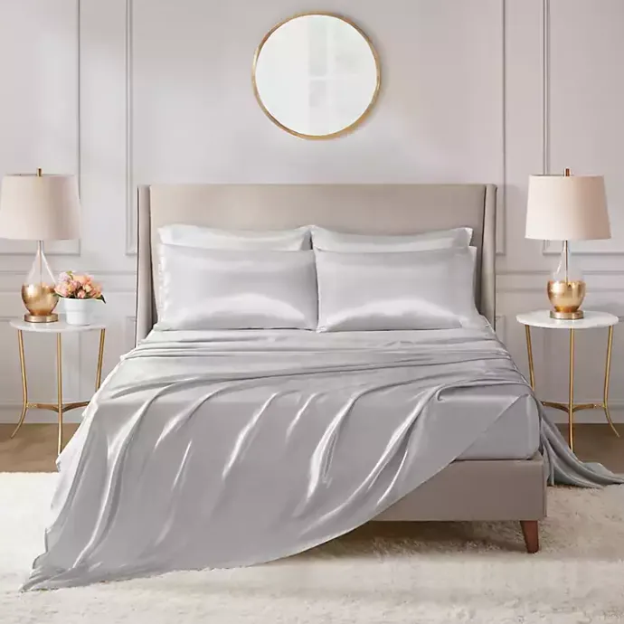Online Kirklands Home Light Satin 6-pc. Queen Sheet Set Gray