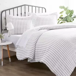 Hot Kirklands Home Light Gray Stripes 3-pc. King Duvet Cover Set