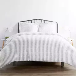 Sale Kirklands Home Light Gray Stripes 3-pc. Queen Duvet Cover Set