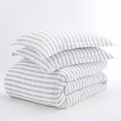 Sale Kirklands Home Light Gray Stripes 3-pc. Queen Duvet Cover Set