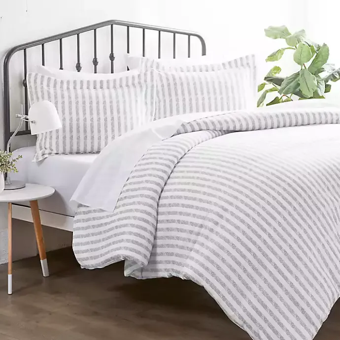 Kirklands Home Light Gray Stripes 3-pc. Twin Duvet Cover Set