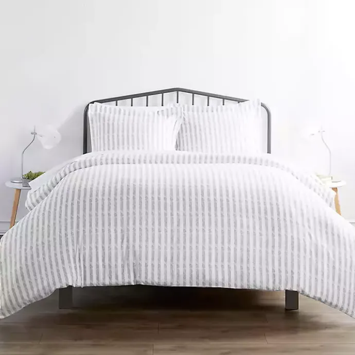 Kirklands Home Light Gray Stripes 3-pc. Twin Duvet Cover Set