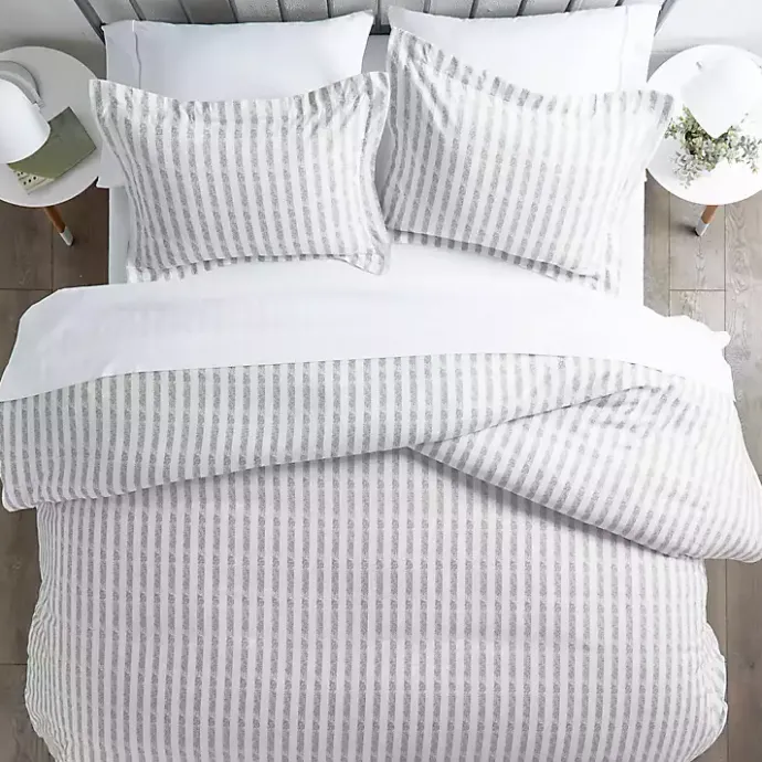 Kirklands Home Light Gray Stripes 3-pc. Twin Duvet Cover Set
